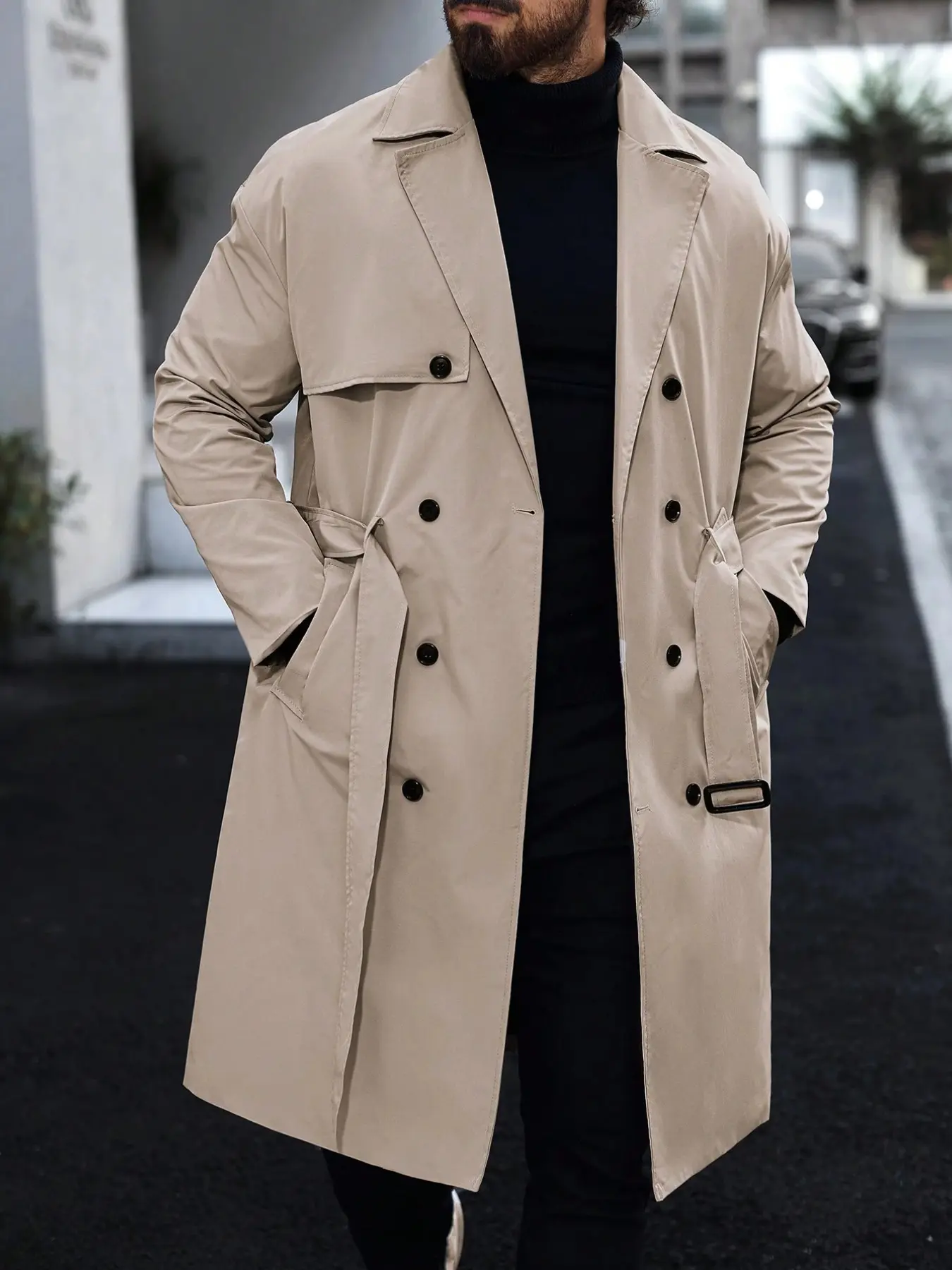 Men's Button Front Long Sleeve Pocket Overcoat, Casual Fall & Winter Jacket, Perfect Gift for Friends, Husband, Boyfriend
