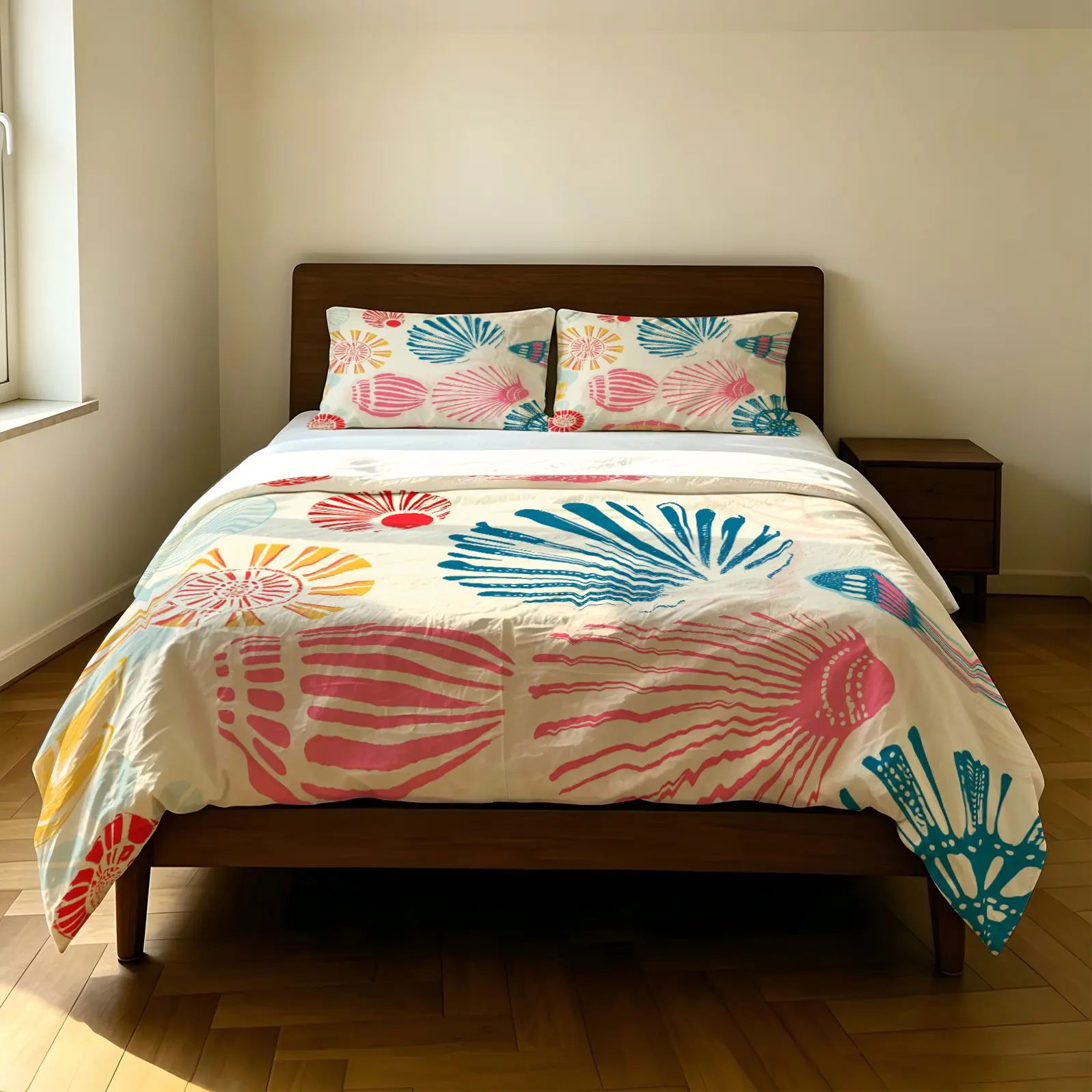 2Or 3 Piece Fresh Ocean Themed Seashell Print Duvet Cover Set, Soft and Gentle On The Skin. Suitable for Both Men and Women. Ideal for Student Dorms and Home Bedrooms. all Season Bedding.