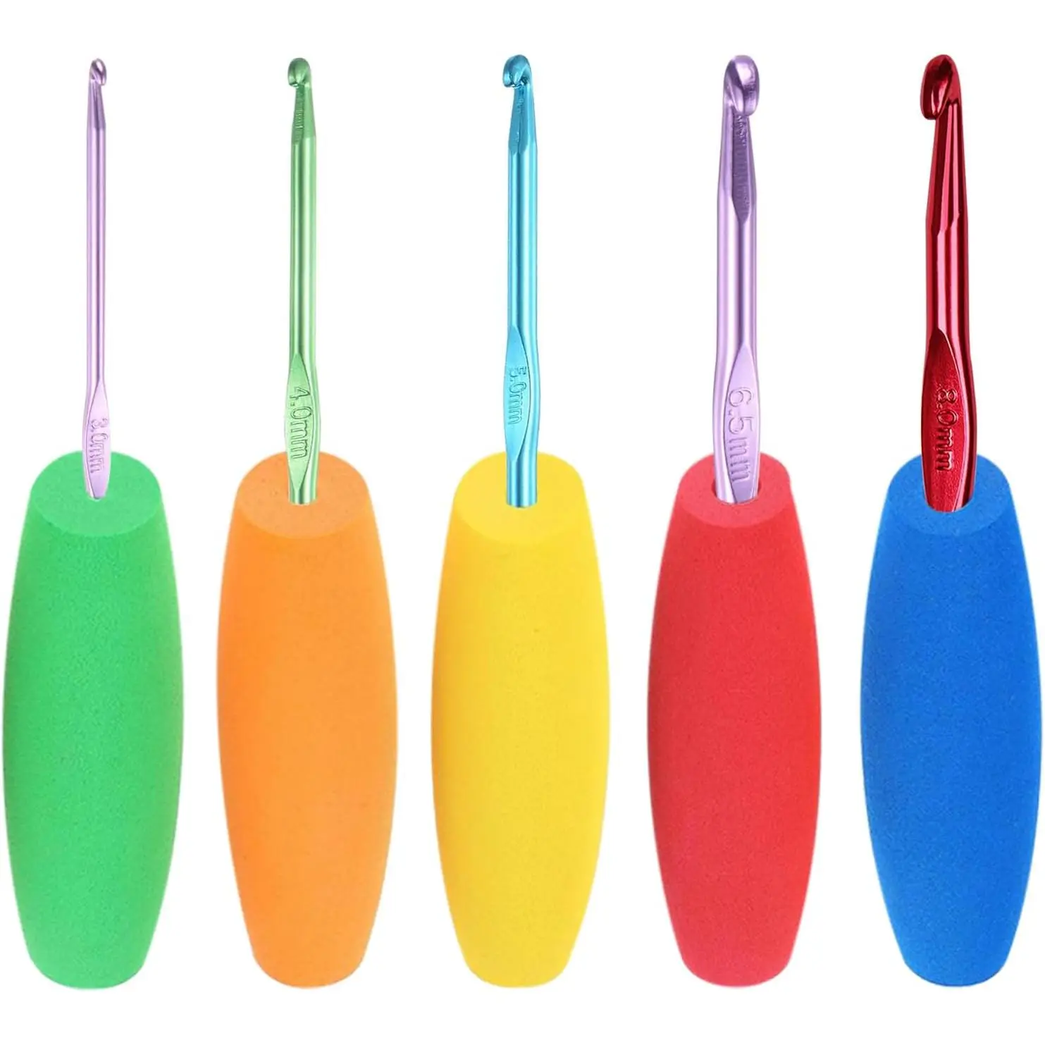 Multicolor Crochet Hooks Grips Set, 5 count  Crochet Hook Handle, Multi-Size  Grip Handle Crochet Accessories Fits 2mm to 10mm Crochet