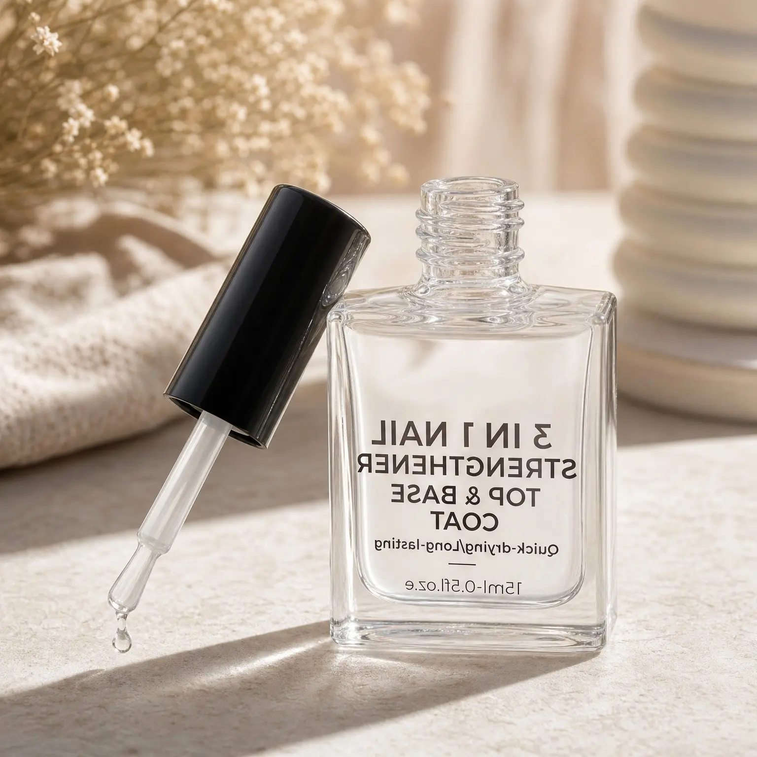 3 in 1 Nail Growth Top Coat Clear Quick Dry Nail Strengthener Base Coat for Damaged Nails, Long Lasting Shine No Chip Fingernail Treatment Care for Women GirlsGift