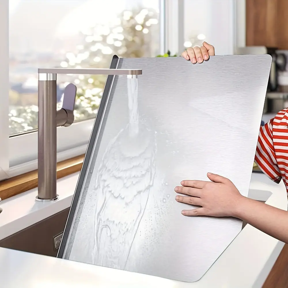 Stainless steel folding cutting boards, heavy-duty cutting boards, Durable cutting boards, suitable for meat, fruit, vegetables, baking, with a face fence to effectively block the flow of liquids, cheese cooking food boards, kitchen supplies & accessories