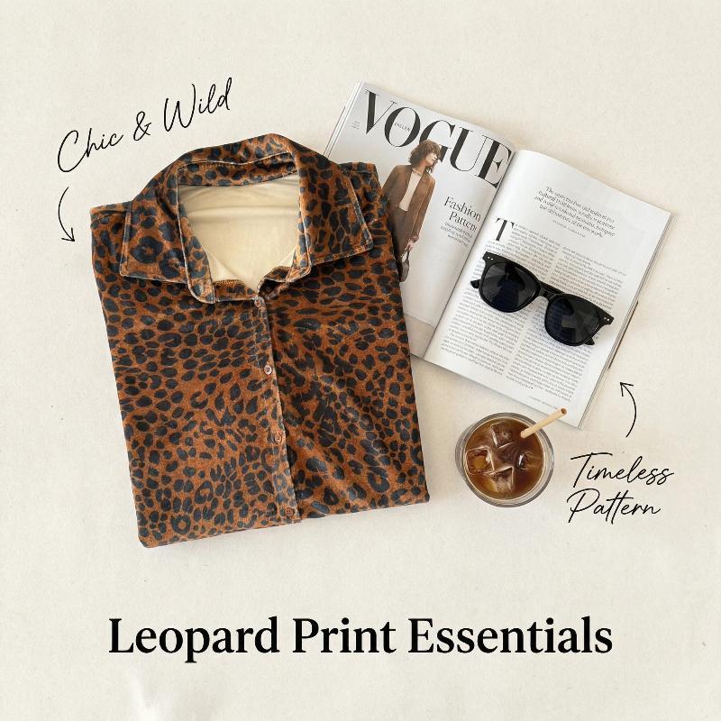 Leopard Print Collared Three Quater Sleeve Velvet Top Womenswear Fashion Blouses Shirts Elegance Soft Cute Fall Outfits Leopard Print Collared Three Quater Sleeve Velvet Top Womenswear Fashion Blouses Shirts Elegance Soft Cute Fall Outfits