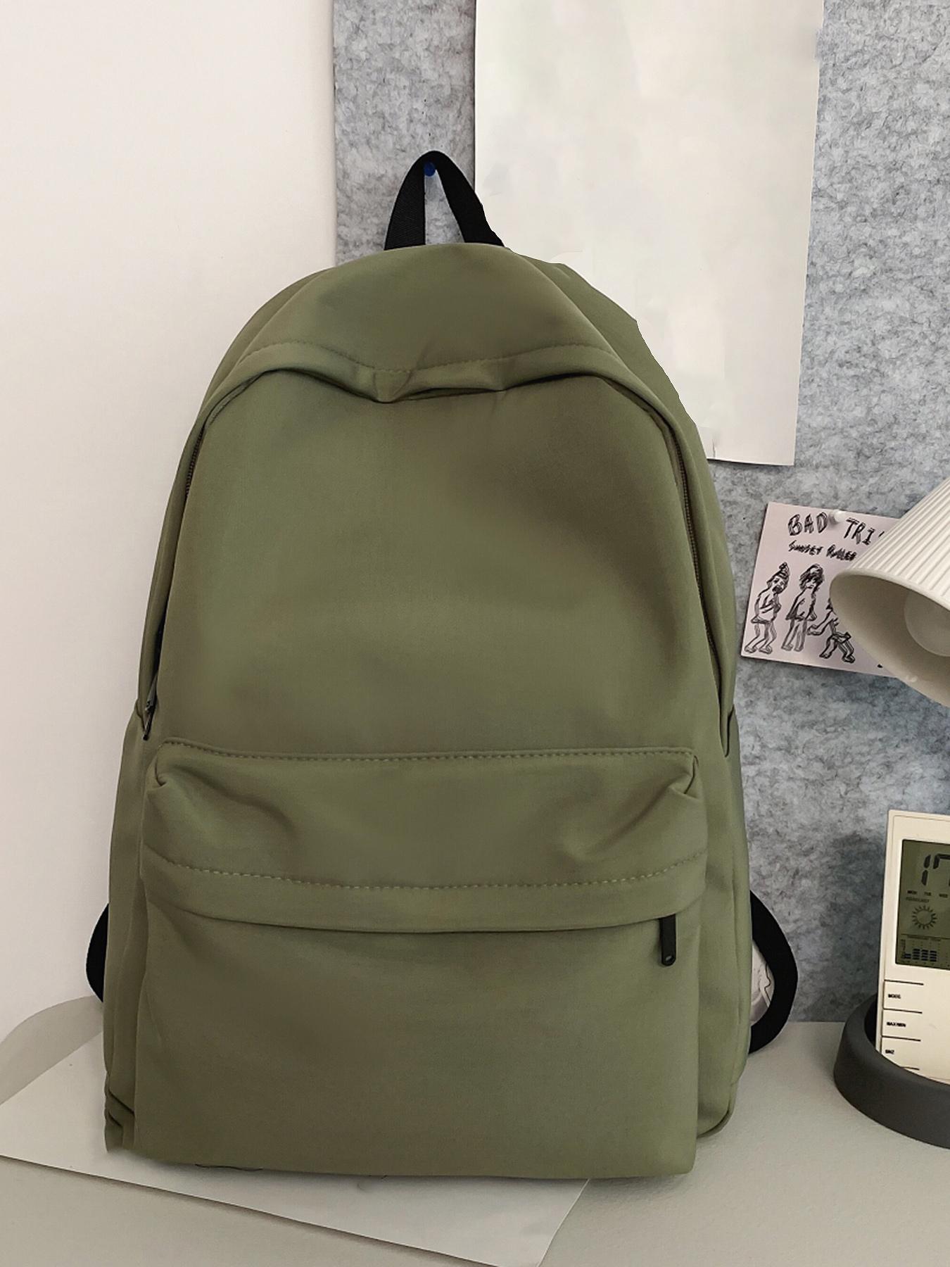 Fashionable and versatile solid color backpack, simple niche design, multi-color basic style, practical and versatile with large capacity, simple bag for college students, easy to carry for daily commuting, Casual backpack