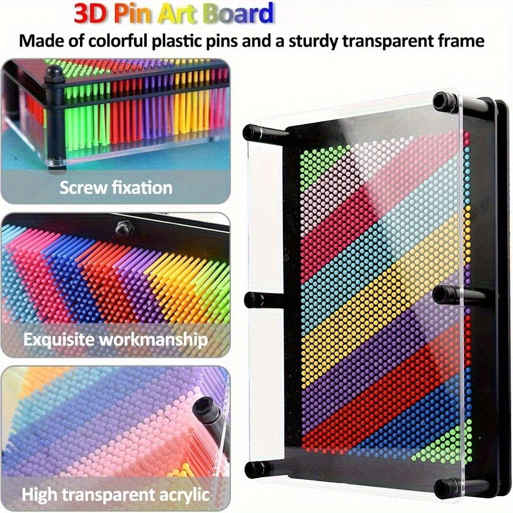 Rainbow 3D Pin Art Kit - 1 DIY Plastic Pin Art Board Sensory Sculpture | Perfect Gift for Birthdays and Ideal Present