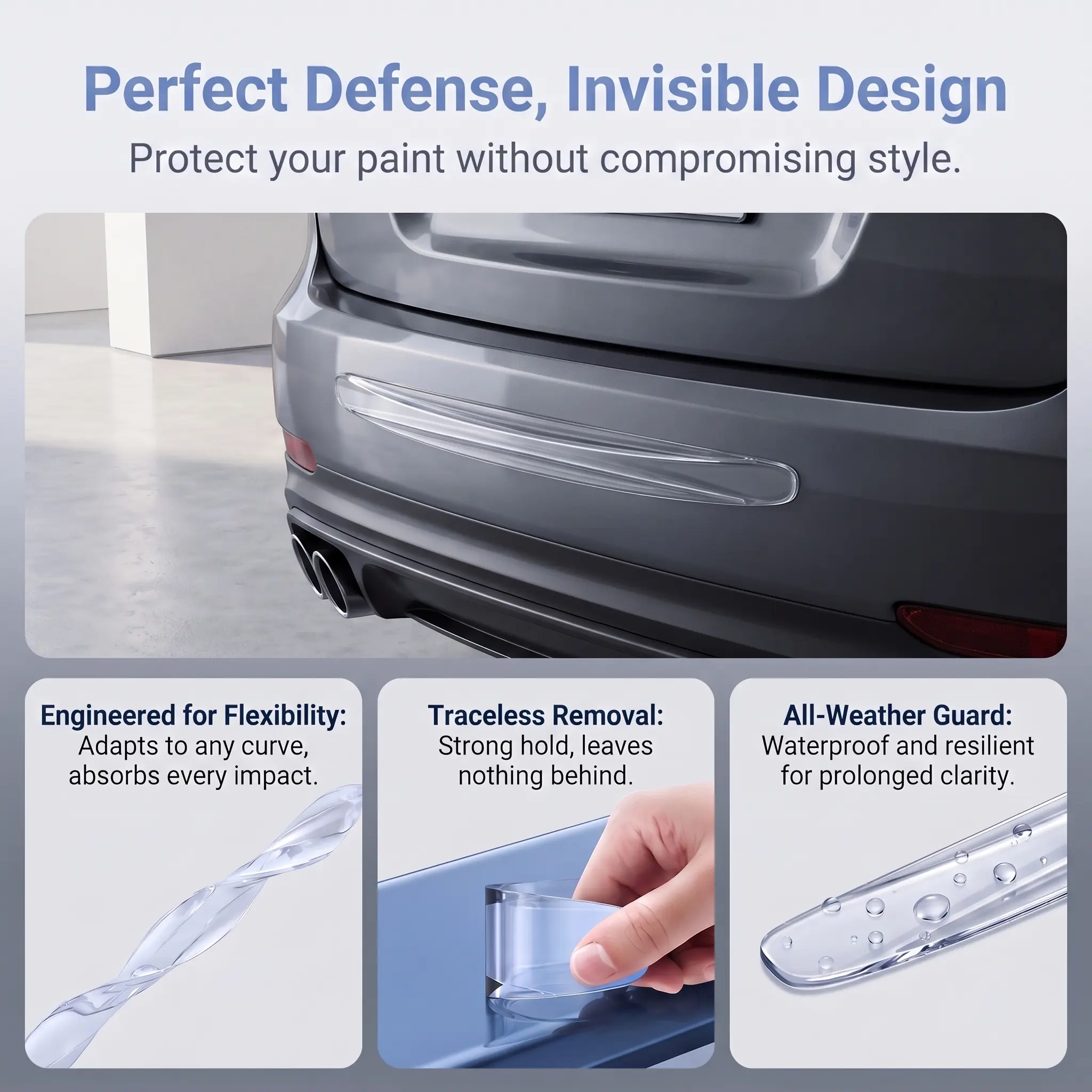 2 & 4 PCS Universal Anti-collision Car Door Corner Bumper Guard Protector, Front Rear Bumper Reflective Decor Stickers, Auto Exterior Accessories-YY1