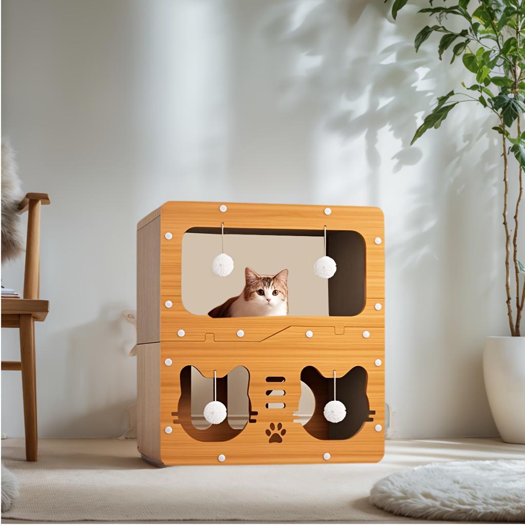Vertical Cat Scratching Board Cat House Summer Cool Integrated Extra Large Double-Layer Cat Villa Extra Large Nest Wear-Resistant and Non-Shedding Cat Scratching Board Scratcher Board