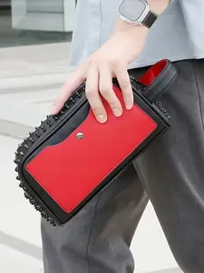 Men's Rivet Trendy Handbag, Multi-Layer Wrist Strap Crossbody Bag, Daily Use Storage Bag, Stylish and Functional Accessory