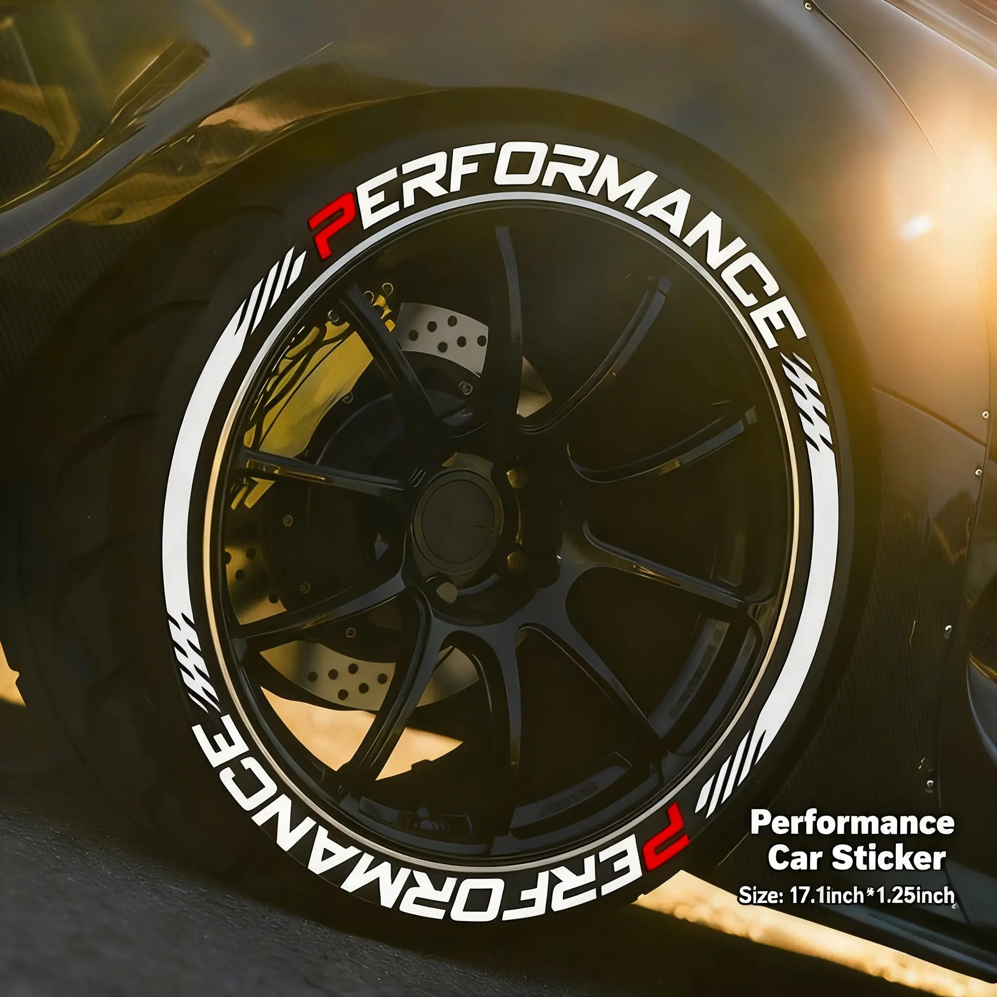 JDM Style 8PCS Performance Rim Decal Set, Universal Reflective Wheel Stickers for Cars & Trucks, Waterproof Auto Wheel Decor Upgrade
