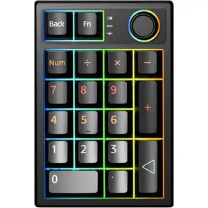 Gasket Creamy Mechanical Numpad Programmable Macro Keypad  2.4G/ 5.0/Wired USB-C RGB Backlit Hot Swappable Number Pad Rechargeable Numeric Keyboard Metal Knob, Black