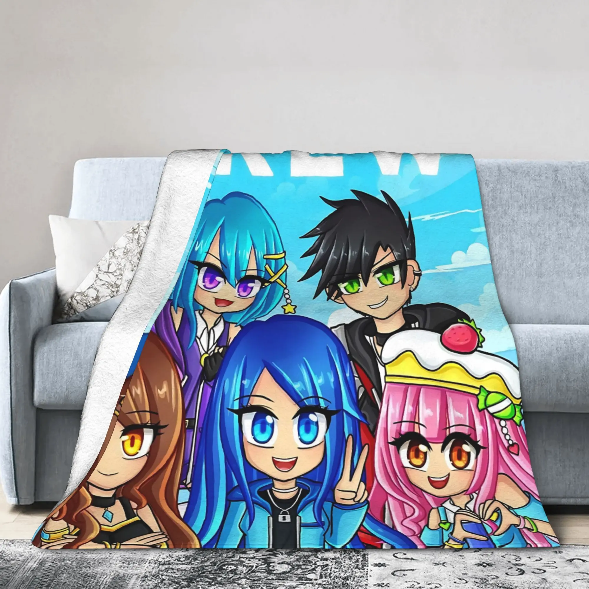 ItsFunneh And The Krew Cartoon Flannel Blanket Youtube Game Character Throw Blanket Soft Warm Sofa Bed Cover Gift For Kids Fans