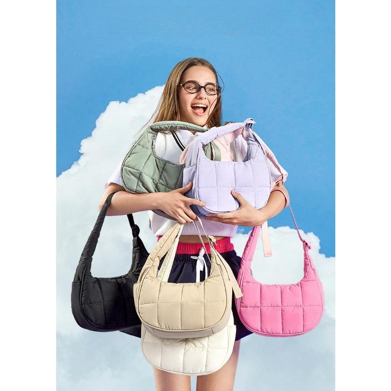 BIGWIG Women's Small Quilted Crescent Shoulder Bag, Waterproof and Slim Nylon, Quilted Nylon Tote Bag with Adjustable Strap, Perfect for Fitness, Travel, or Gifts BIGWIG Women's Small Quilted Crescent Shoulder Bag, Waterproof and Slim Nylon, Quilted Nylon Tote Bag with Adjustable Strap, Perfect for Fitness, Travel, or Gifts