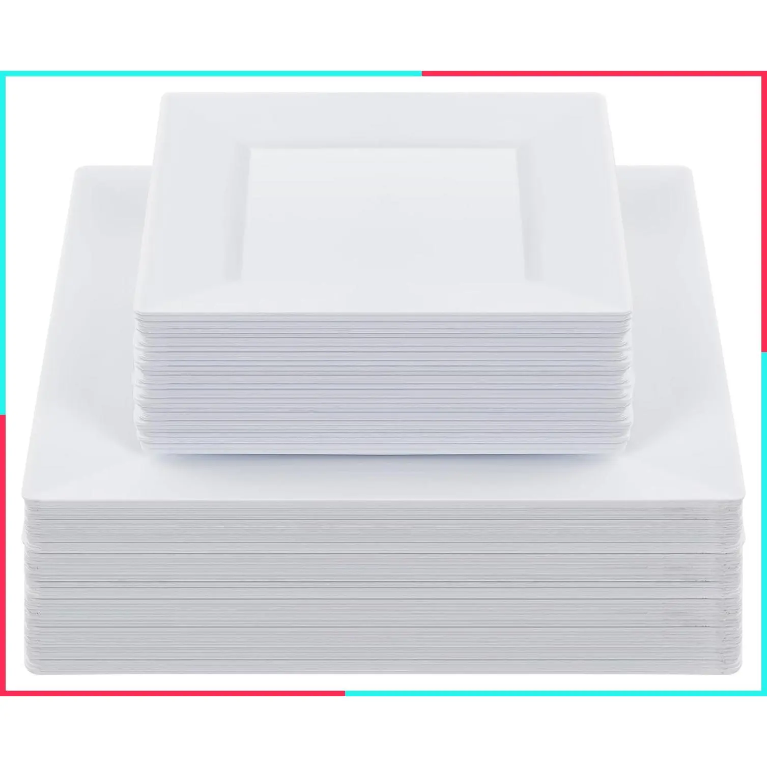 60 Pack White Square Disposable Plastic Plates