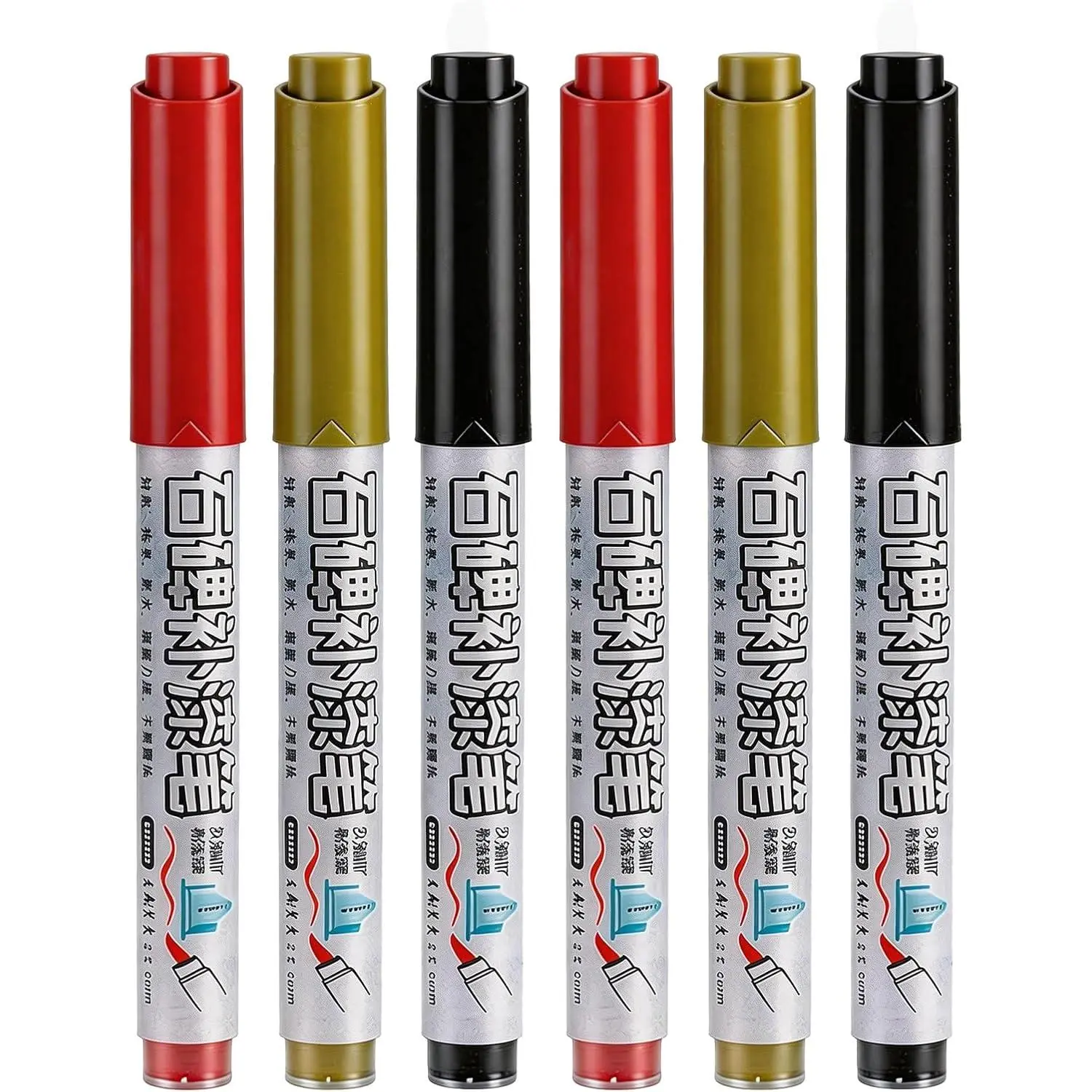 Headstone  Pens,   Markers for Rock, , Plastic | 6 Pack Monument Inscription  - Red, Black,