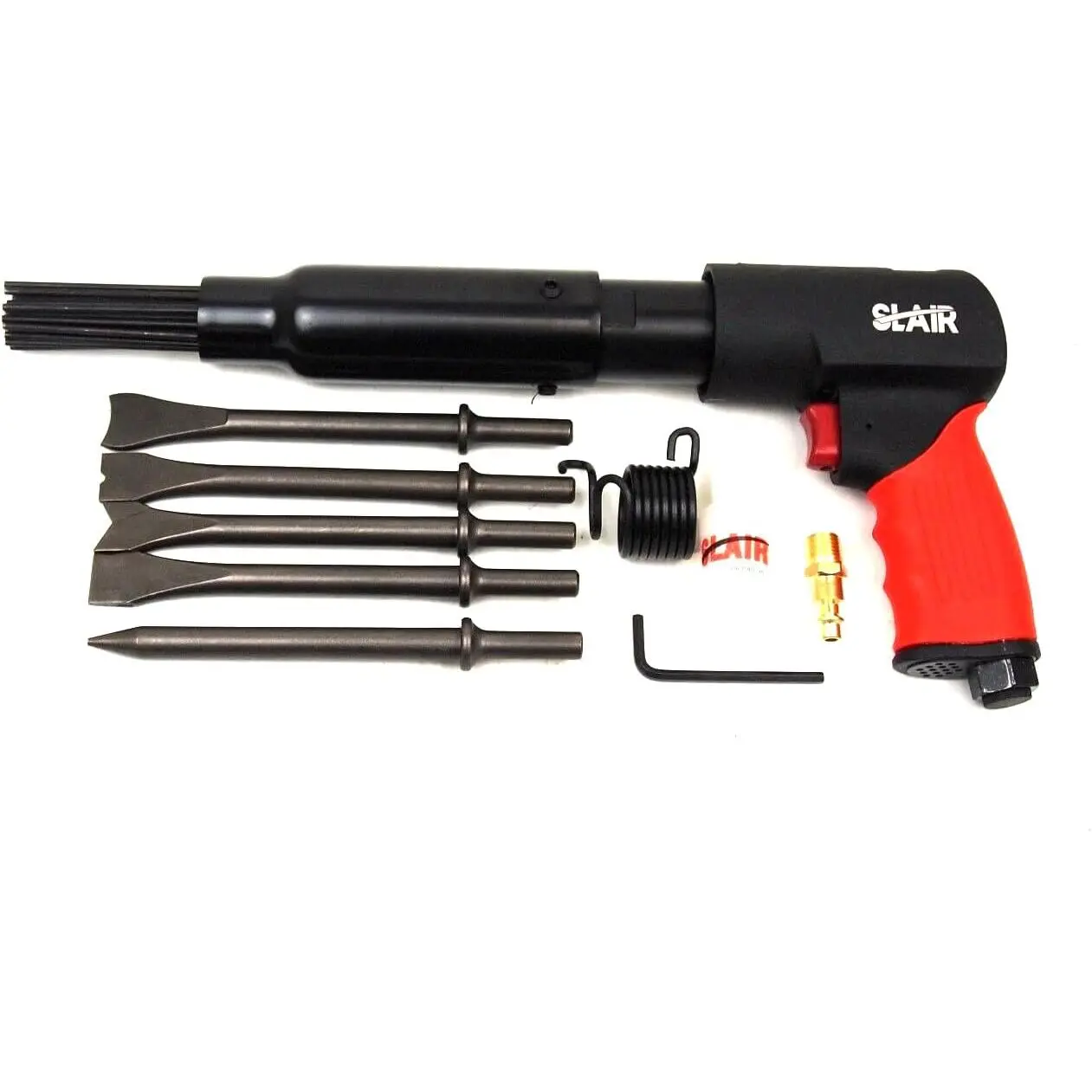 2 in 1 Pistol Air Pneumatic Needle Scaler Chisel 4000BPM 19 Needles 5 Chisels Remove Rust xx588