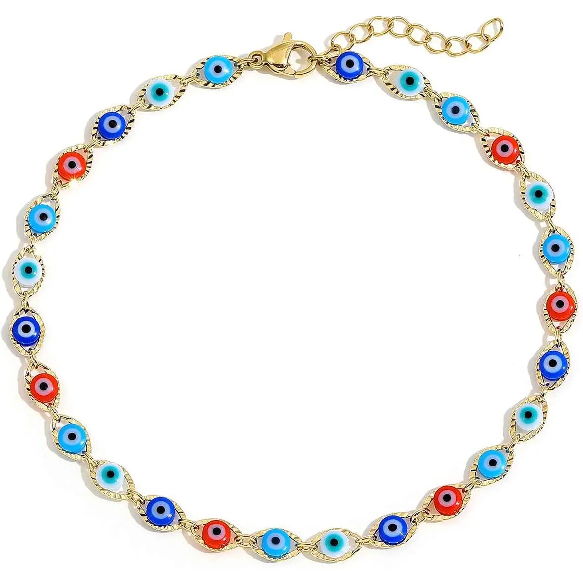 Evil Eye Beaded Anklet Bracelets for Women, 14K Gold Plated Ankle Bracelet Jewelry Beach Beads Anklet Set Ankle Bracelets for Women