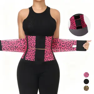 Women's Adjustable Waist Trainer, Magic Tape Belly Cinch Belt, High-Waisted Yoga Fitness Workout Band, Leopard Print, Gym Running, Shapewear