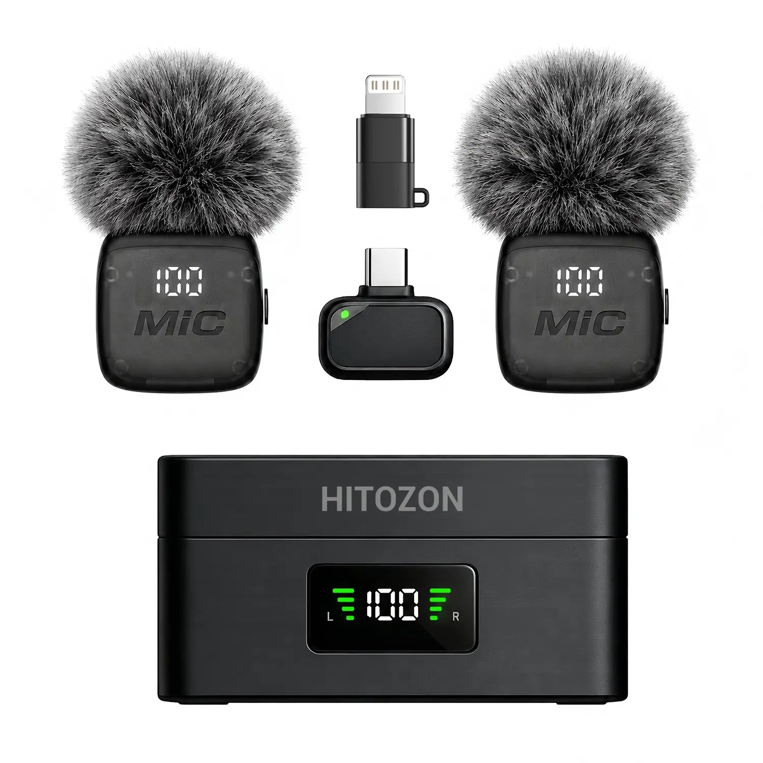 Wireless Mini Microphone with Charging Case for iPhone iPad Android, 2-Pack Lavalier Mic for Video Recording, Clear Audio, USB-C for Content Creators