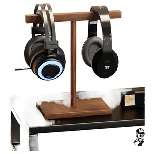 Solid Wood Over Ear Headphone Storage Rack Gaming Desk Display Stand