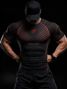 Men's New Summer Casual Sportswear, Quick-Dry Four-Way Stretch, Ideal for Outdoor Fitness, Activities, Long Sleeve, All-Over Print