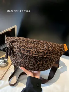 Women's Retro Leopard Print Crossbody Bag, Fashionable Simple Casual Chest Bag, Crossbody Fanny Pack for Autumn and Winter Daily Commute Everyday Bag, Versatile, Practical & Multifunctional Design, Crossbody Belt Bag