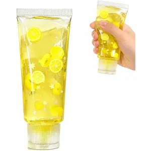 Clear Jam Bottle Squishy Toy, Cute Toothpaste Slow Rising Fidget Sensory Toys for Stress Anxiety Relief, Soft Desk Squeeze Toy Birthday Gifts for Adults (Lemon)
