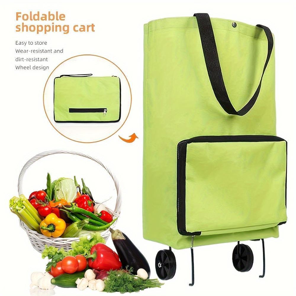 Foldable Rolling Shopping Bag with Wheels, Large Capacity Reusable Trolley Tote, Lightweight Space-Saving for Groceries, Laundry & Travel