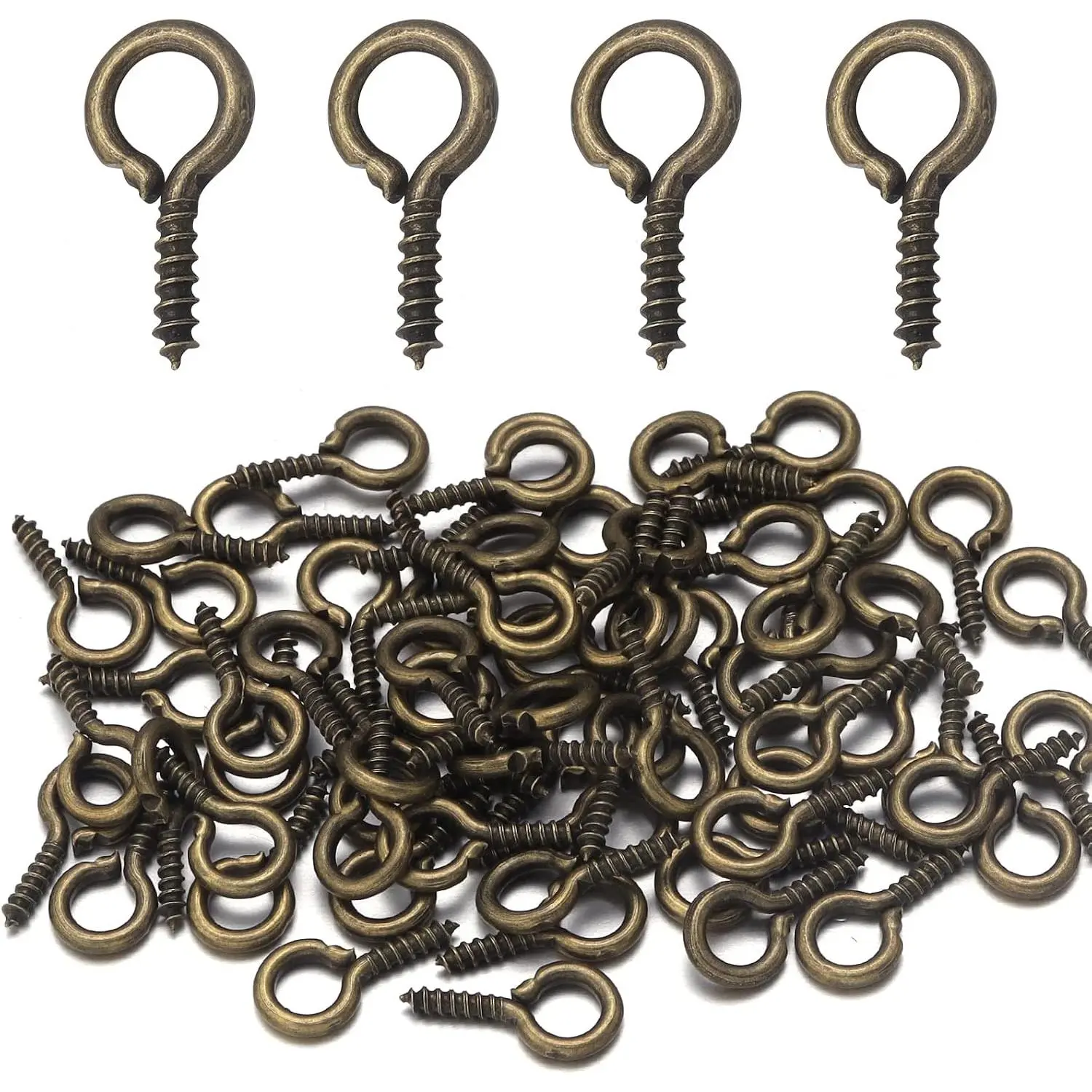 0.55inch/7X14mm Screw Eye Pins for  Making Eyepins Hook Eyelets Screw Threaded  Tone Clasps Hooks for DIY  Making 200 count/lot
