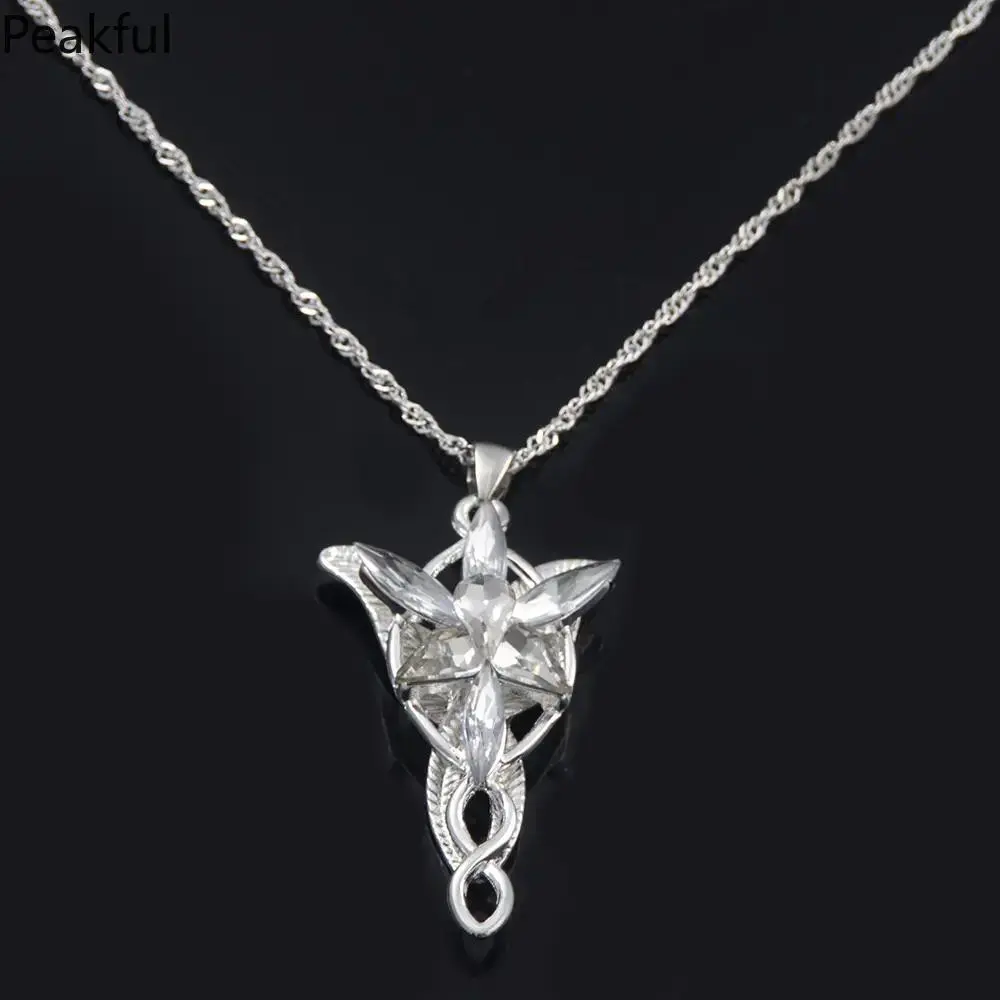 Elven Crystal Amulet Necklace, Fantasy Elf Pendant Choker with Star Motif & Crystal Gem, Unisex Cosplay Jewelry & Fashion Bag Charm Gift