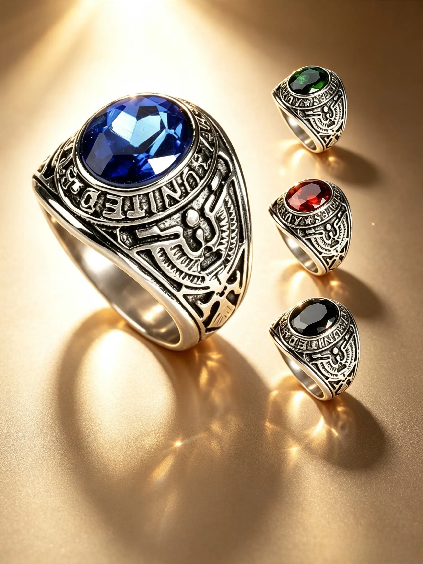 Men High School Eagle Class Ring Cushion Cut Imitation Gemstone Signet Ring Vintage Antique Finish Eagle Embossed Wide Band Jewelry, Silver Tone & Gold Tone, Multiple Stone Colors, Suitable For Daily Outfit Graduation Ceremony Party Photoshoot Graduation
