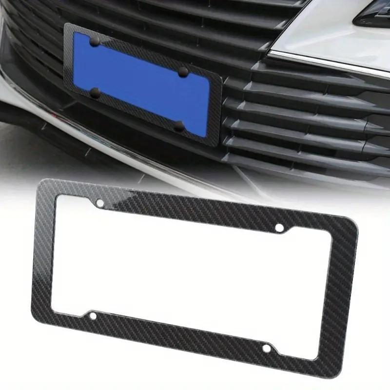 License Plate Frame, 2 Counts Universal Car License Plate Frame with Screws, Automotive Car Exterior Decoration Accessories for Car, Truck, SUV, Carbon Plate
