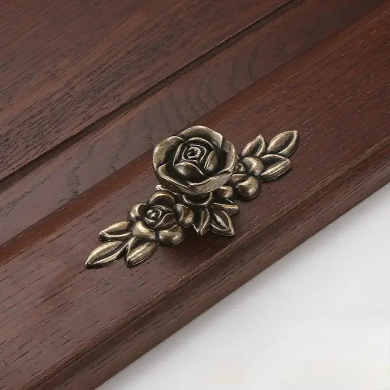3pcs Rose Furniture Handle with Back Panel, Drawer Handle, Suitable for Dressing Table, Drawer, Cabinet