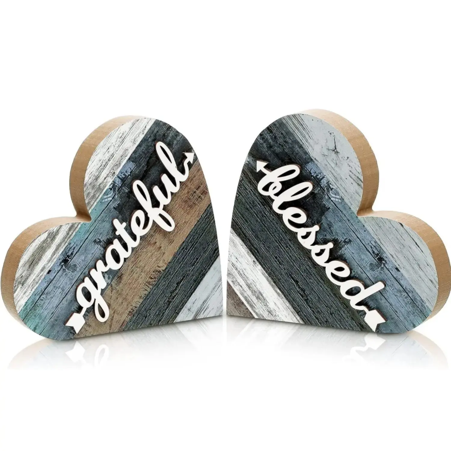 2 Pcs Lightweight Rustic Farmhouse Heart-Shaped Wooden Decorative Plaques - Decoration, Western Decor for Home Table Centerpiece - Birthday, Anniversary, Holiday Gift - Home Improvement