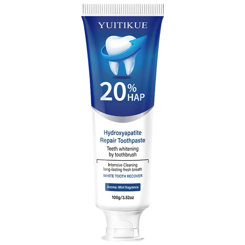 Yuitikue Blue Tube 20% Hydroxyapatite Whitening Toothpaste 100g, Glycerin Moisturizing, Gentle Stain Removal, Suitable for All Ages