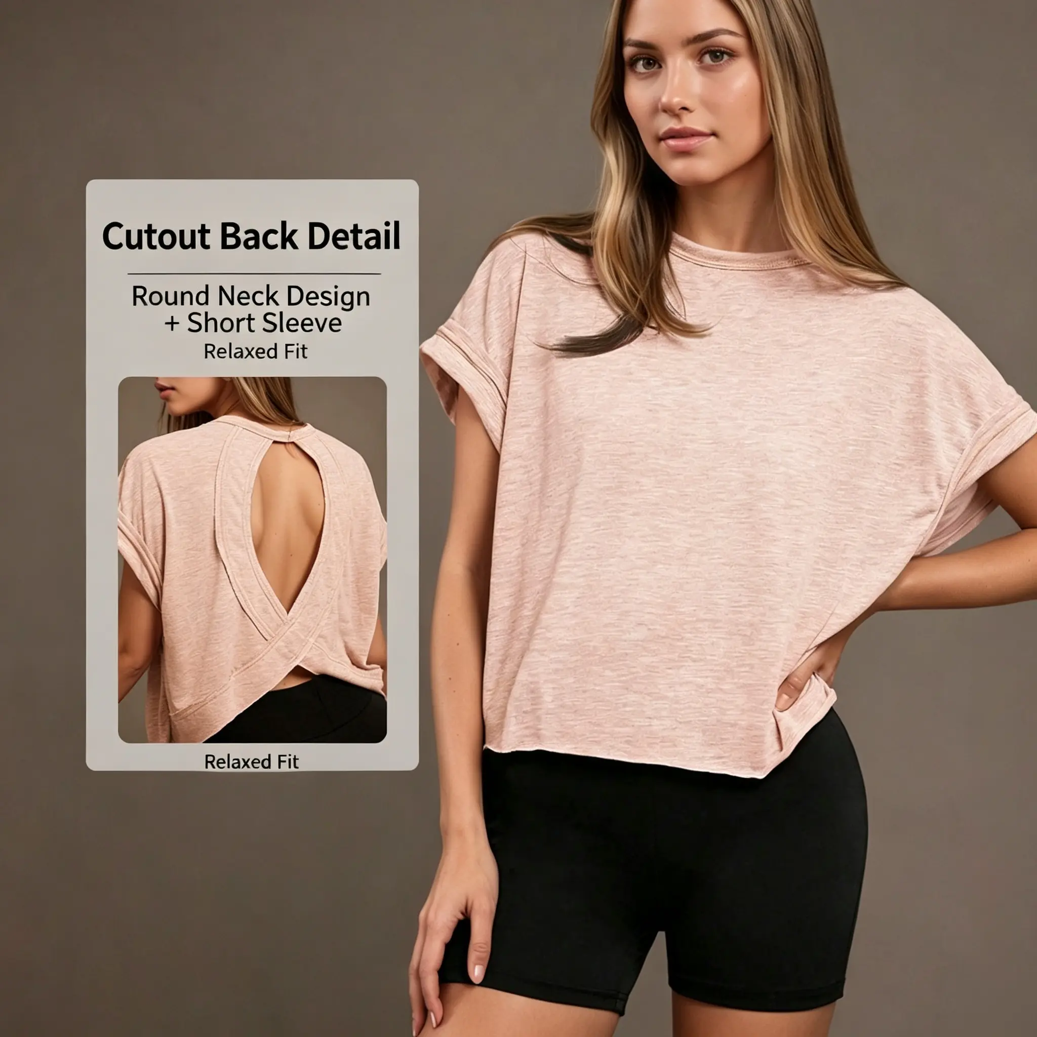 Female Loose Fit Crew Neck Short Sleeve Athletic Tee - Open Back Crisscross, Breathable Universal Sport Activewear with Multi-Size for Yoga, Daily Casual Wear, Waist Length