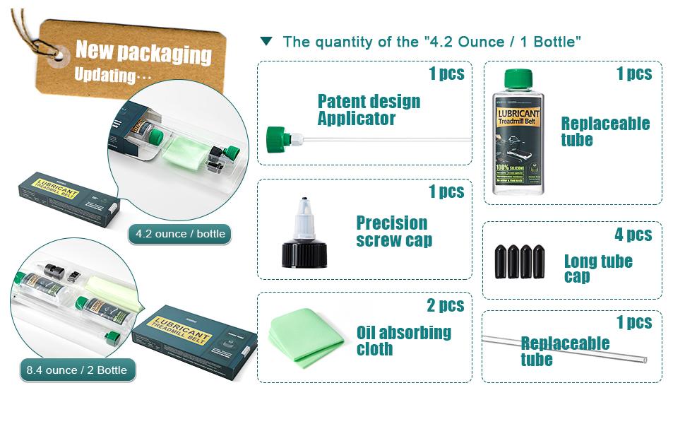 Silicone Treadnmill Belt Lubricants/Lubes,8.4 Ounce, High Temperature Resistant and Stable Lubricant,with Hard Application Tubes and Precision Screw Caps for Easy Use