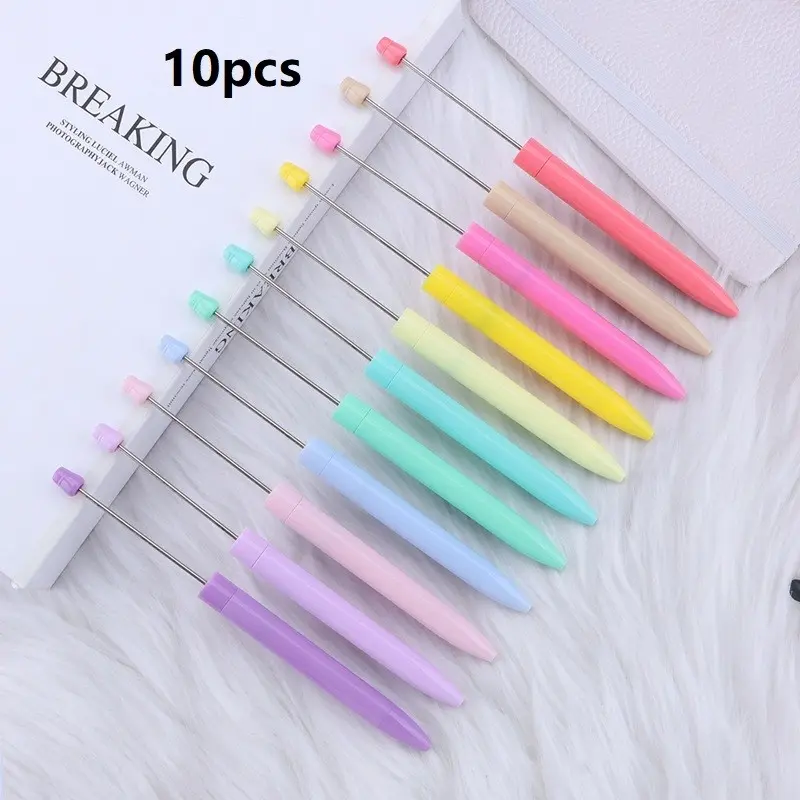 10-Pack DIY Macaron Bead Pens, Ink, Creative Holiday Stationery, Elegant Design, Aesthetic Pens, Perfect Back-To-School Gift, Office Essentials
