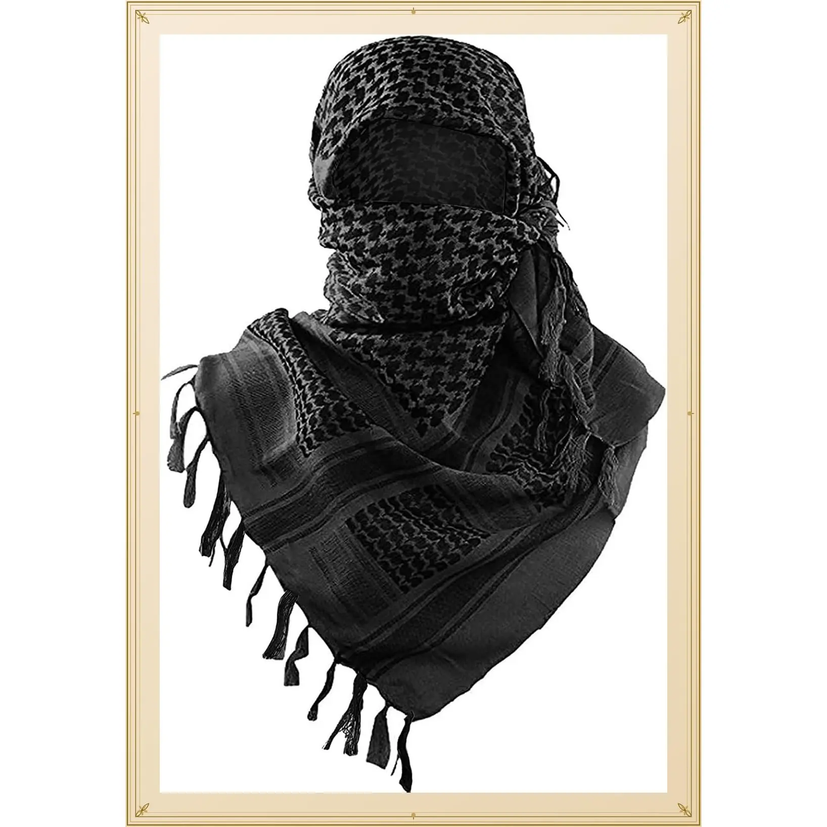 Military Shemagh Tactical Desert Scarf / 100% Cotton Keffiyeh Scarf Wrap for Men And WomenGift