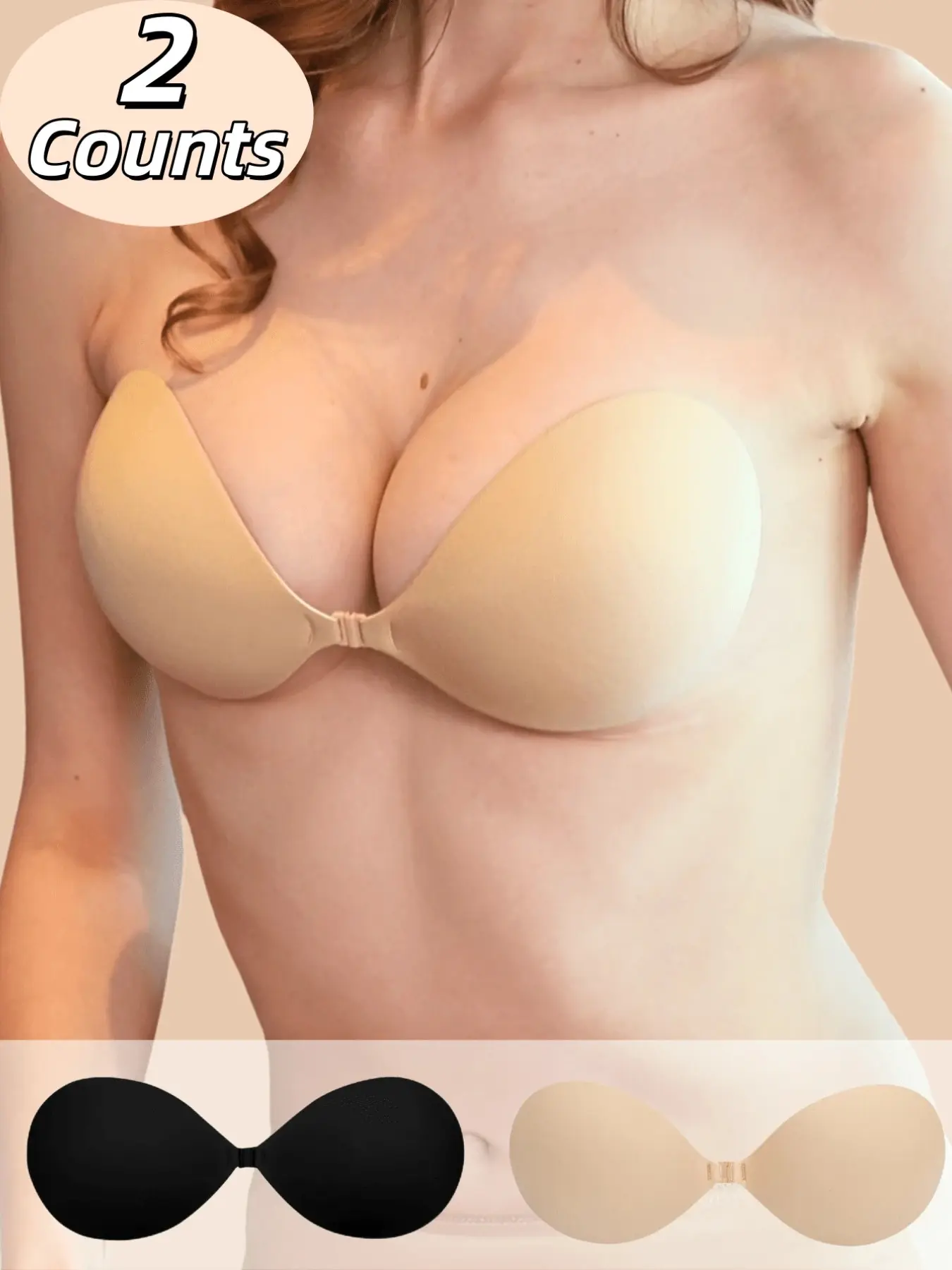 1/2 Counts Comfort Lift Silicone Sticky Bra Strapless Invisible Self-Adhesive Push-Up Pasties Reusable , Women'S Breathable Pull-Up Patches, Washable & Seamless Lingerie Accessory, Ideal for Dresses and Wedding Gowns, Lifting Effect, Confidence-boosting