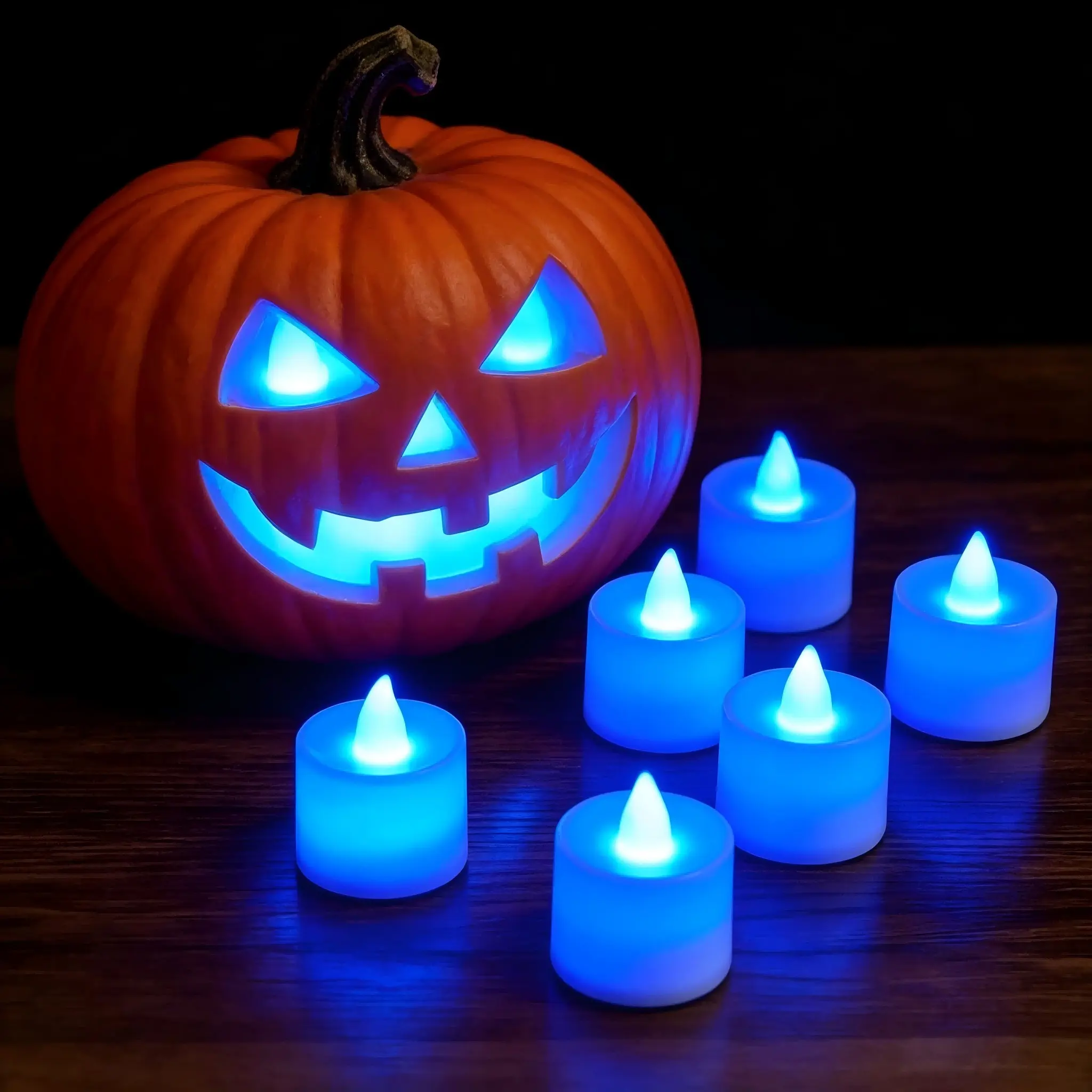 24-Pack Blue LED Electronic Candles, American Style Mystical Festival Party Lights, Flameless Night Lamps, Scene Decoration