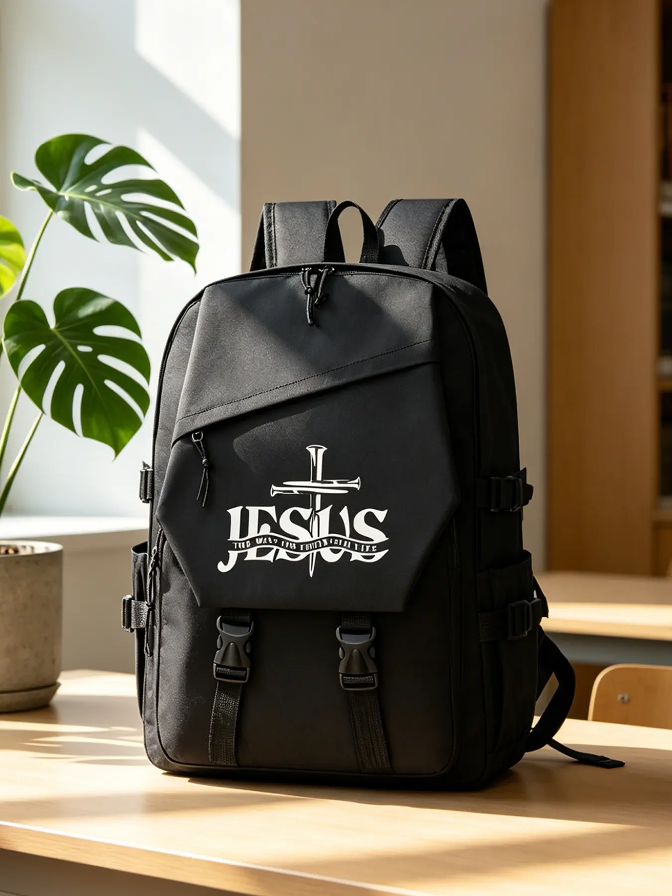 Jesus Theme Print Men's Large Capacity Fashion Backpack, Printed Backpack, Hiking Shoulder Bag, Summer Travel Essential, Weekend Camping, Campus Use, Gift for Men, Traveler Essentials Backpack