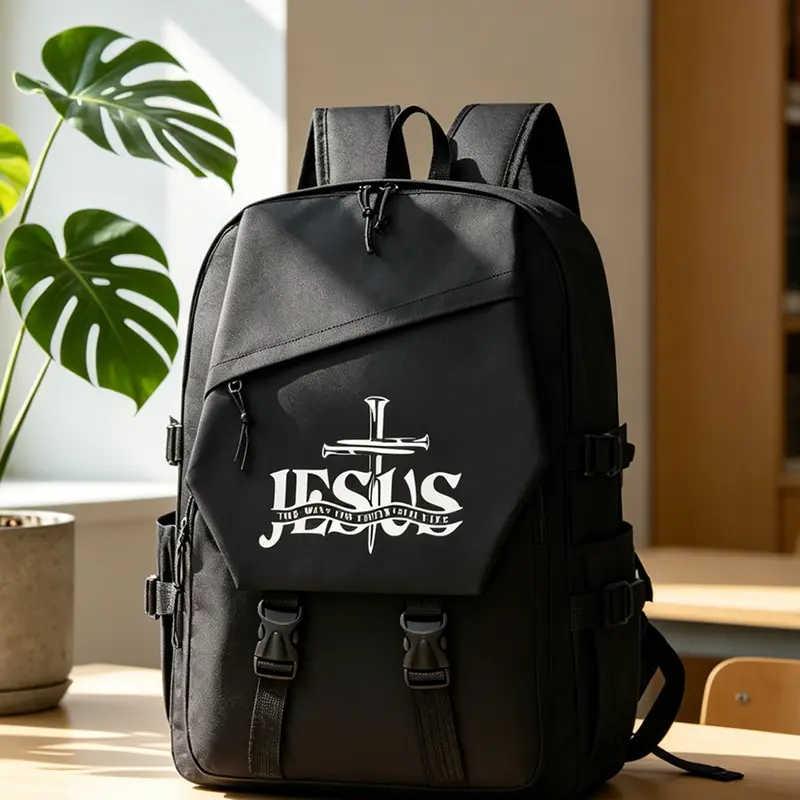 Jesus Theme Print Men's Large Capacity Fashion Backpack, Printed Backpack, Hiking Shoulder Bag, Summer Travel Essential, Weekend Camping, Campus Use, Gift for Men, Traveler Essentials Backpack