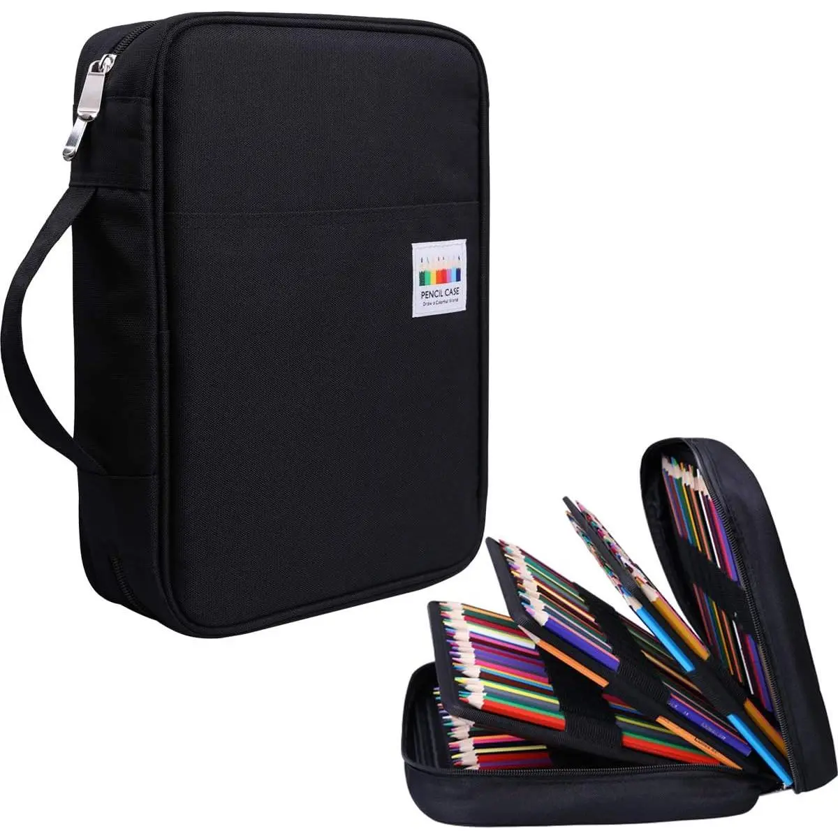 220 Slots Colored Pencil Case Large Capacity Pen Holder | Zipper Organizer Bag for Marker Highlighter Storage Case for Artist Painter Office Sketch Travel Supplies