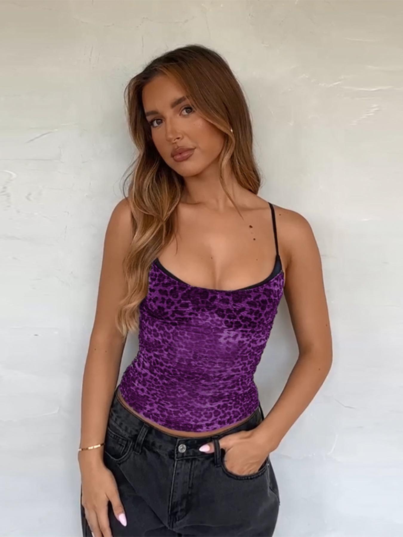 Women's Leopard Print Cami Top, Casual Sleeveless Top for Daily Wear, Ladies Clothes for Summer