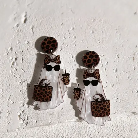 Cute Leopard Print Stud Earrings for Women, Perfect for Halloween Parties, Halloween Ready, Fun and Festive Jewelry Gift, Plain Style Party Accessories