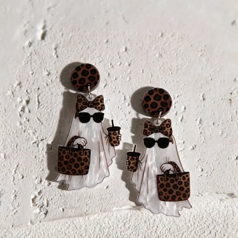 Cute Leopard Print Stud Earrings for Women, Perfect for Halloween Parties, Halloween Ready, Fun and Festive Jewelry Gift, Plain Style Party Accessories
