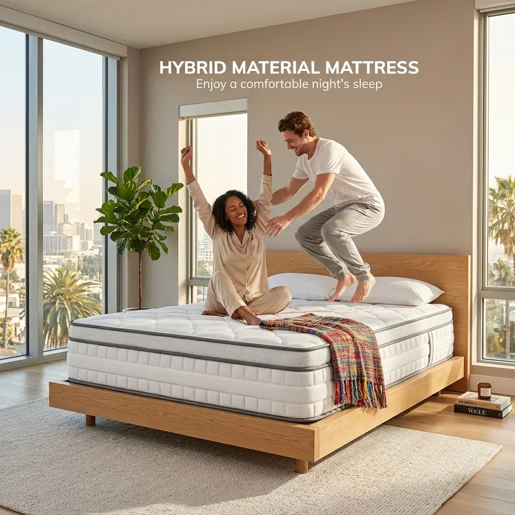 Hybrid Mattress in a Box, 8/10/12/14 Inch Pocket Springs & Foam Mattress, Motion Isolation, CertiPUR‑US Certified, Medium Firm, Ergonomic Full‑Body Pressure Relief Support, Twin Full Queen King Sizes for Bedroom