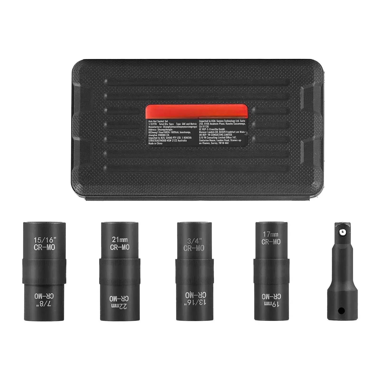 Impact Sockets Set1/2 in Drive 6-Point Flip Socket with Metric and SAE Sizes, Socket Wrenches