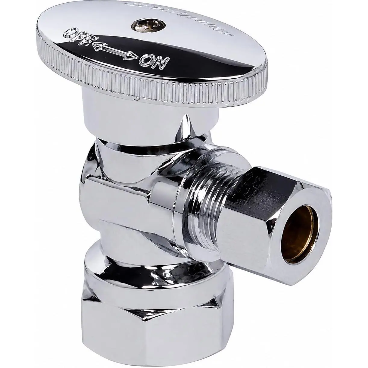 1/2" FIP Iron Pipe x 3/8" Compression Chrome 1/4-Turn Angle Stop Water Shutoff Ball Valve (1 Pack)