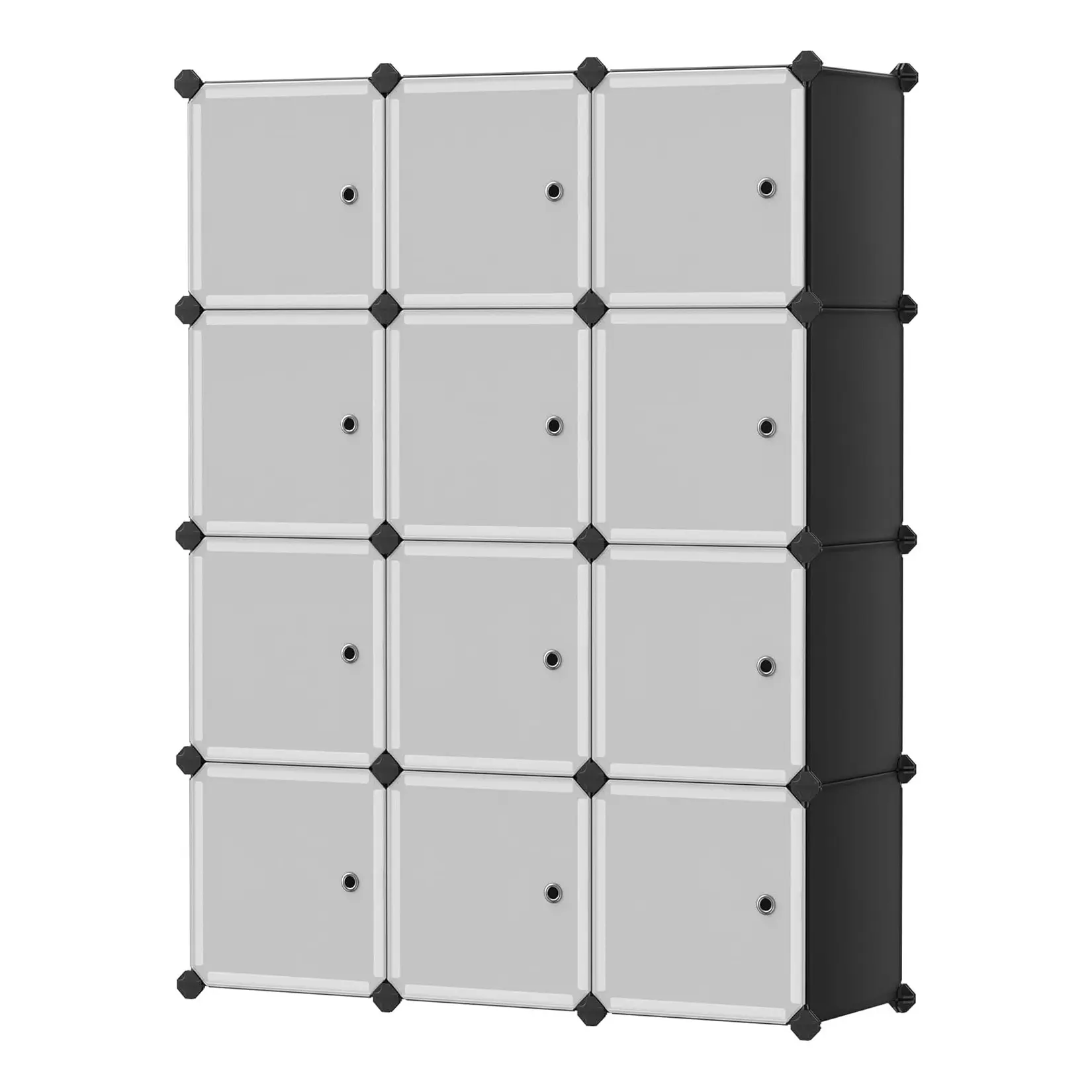 12-Cube Modular Storage Cabinet Organizer - Durable, Space-Saving Cube Grid Closet System with Easy Assembly, Plastic and Metal Shelves for Home, Office
