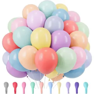 120pcs 12 Inches Multicolor Macaron Pastel Balloons for Easter Kid's Birthday Rainbow Party Baby Shower Bridal Shower Wedding Arch Garland Decoration